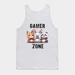 Gamer Zone Cat Bunny Panda-black text Tank Top